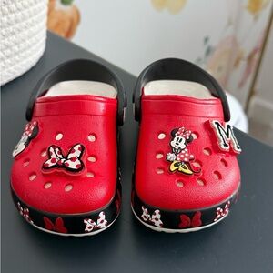 Disney Kids Red Flashing Crocs with Minnie Mouse